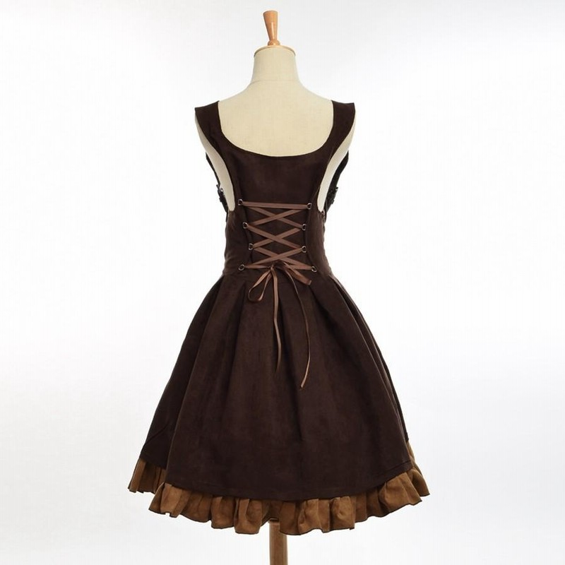 ロリータレズ ゴシック スチームパンクドレス 女性 ビクトリア朝 ロリータ 刺繍レースアップ コルセット Brown XXL | LINEブランドカタログ