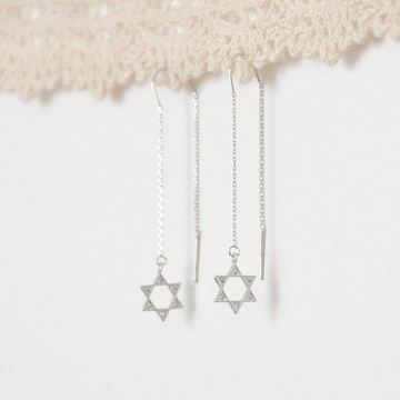 armei 閃爍六芒星 耳綫耳環 Shiny Star of David Earrings