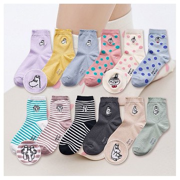 ONEDER 旺達棉品~姆明系列刺繡少女襪 (1雙入) 款式可選