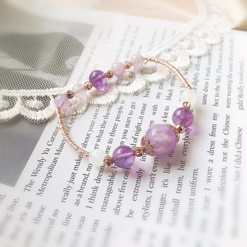 學業 事業 月亮石  紫水晶 彈力 手鈪 手鏈 手鍊 手環 客製
