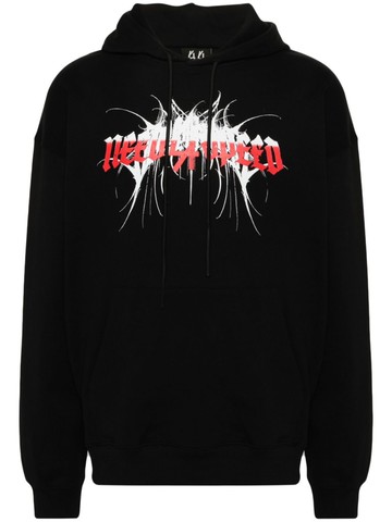 44 LABEL GROUP - Speed Demon-logo cotton hoodie - men - Cotton - L - Black