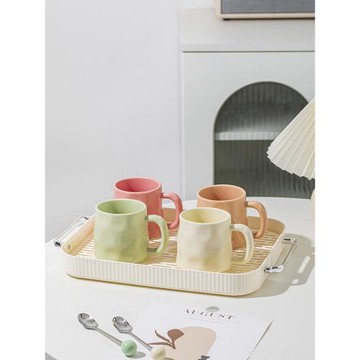 多巴胺創意陶瓷馬克杯套裝帶托盤整套客廳水杯子女生釉下彩咖啡杯