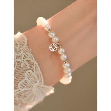 賽賽莉安福牌淡水珍珠14K包金手鏈簡約氣質小眾設計高級感冷淡風