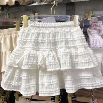 臺灣出貨 芭蕾風 小個子 白色 蛋糕裙 女 夏季 高腰 顯瘦 半裙 a字 蓬蓬短裙 半身裙