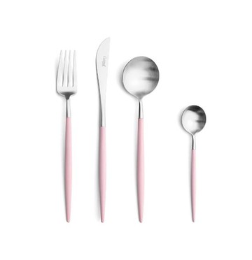 葡萄牙Cutipol GOA系列 粉紅柄 主餐四件組(刀叉匙咖啡匙)