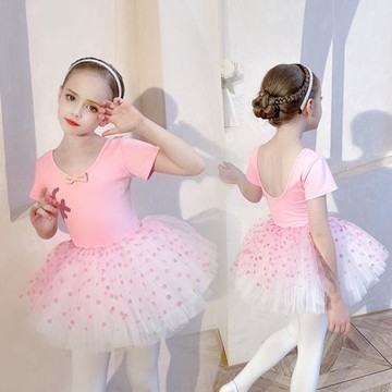 六一兒童演出服女童短袖芭蕾舞裙女孩形體考級服裝中國舞蹈衣套裝