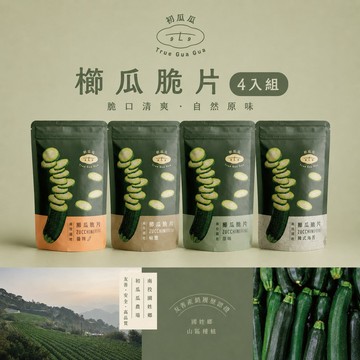 櫛瓜脆片4入組(60g/包)-原味/椒鹽/韓式海苔/醬辣 經典派｜原味×2＋椒鹽×2