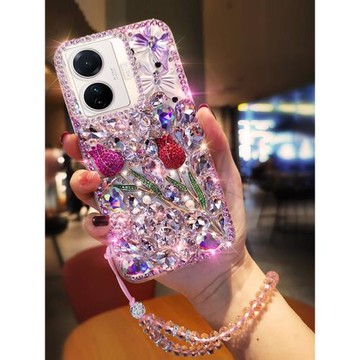 適用于vivoS16手機殼S17t女款X100閃鉆Y100奢華Y77玫瑰花Y77e滿鉆S15全包Y9s防摔Y7s網紅S7e彩鉆S5鑲鉆S6軟殼