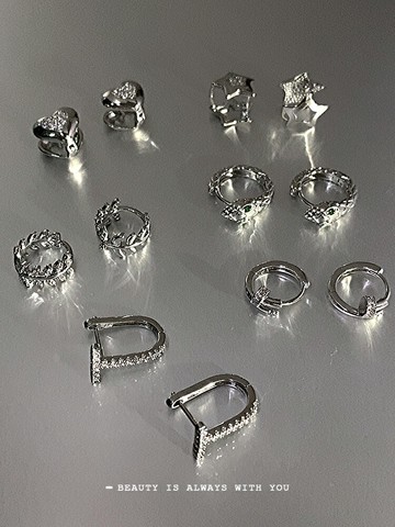 yyds中性冷淡風鑲鉆耳扣耳釘2022年新款潮網紅百搭耳環秋冬耳飾女