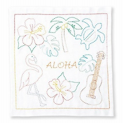 オリムパス　刺し子キット　世界を旅する花ふきん　ALOHA