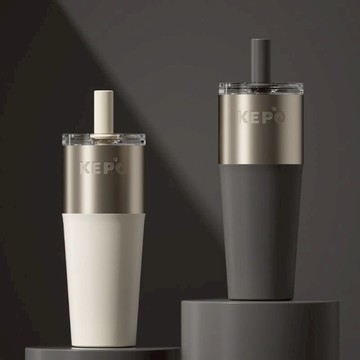 T型吸管杯 316L不銹鋼內膽700ML KC014 太空灰