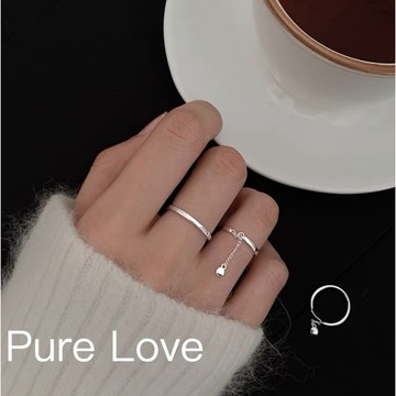 Pure Love樂芙 /正韓 銀飾【S925純銀】R0468簡約通體純銀小豆豆鏈條調節戒指 / 銀