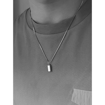 長方形吊墜鋼制項鏈男女簡約個性輕奢設計感ins風鏈條毛衣鏈潮流