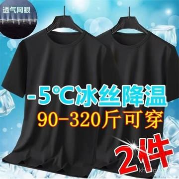 🐱限時下殺🐱2025新款 8XL大尺碼男裝加肥加大圓領夏季速幹衣短袖T恤男冰絲網眼體恤寬鬆大碼純色胖子運動半袖 RYQY