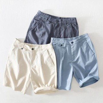 夏季男士亞麻短褲休閑五分褲潮牌青年棉麻頭庫薄款直筒褲衩工裝褲
