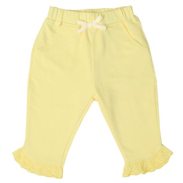 akachan honpo - 7分褲-褲腳蕾絲-黃色