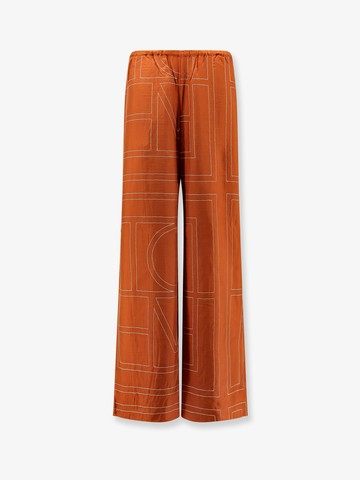 Silk trousers with monogram logo embroidery - TOTEME - gender_Woman