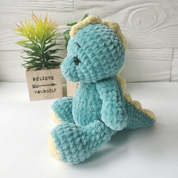 鉤針恐龍，恐龍毛絨毛絨玩具，可愛的恐龍嬰兒洗澡禮物