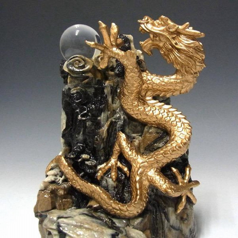 特大 美品 木彫工芸品 祥龍 大迫力 昇り龍／風水 置物