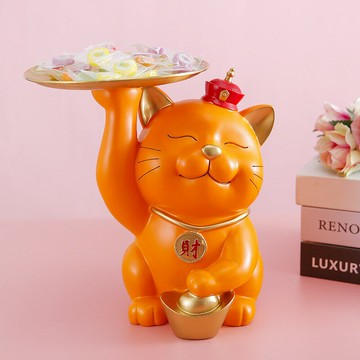 創意輕奢進門玄關鑰匙收納擺件元寶貓客廳茶幾房間裝飾品擺設 雙11全館免運
