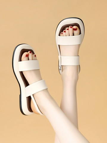 平底涼鞋女 時尚平底涼鞋女2025新款夏季輕便透氣軟底羅馬涼鞋百搭舒適沙灘鞋