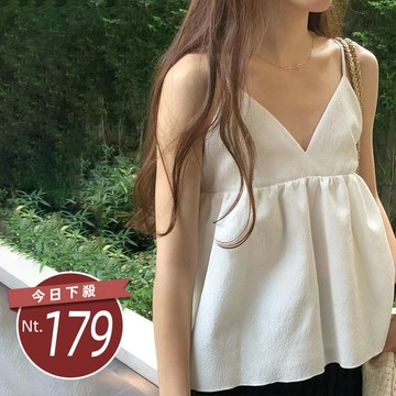 【台灣發貨】韓版休閒氣質顯瘦V領露背繫帶背心 小可愛 背心 衣服 女裝 上衣【T606】