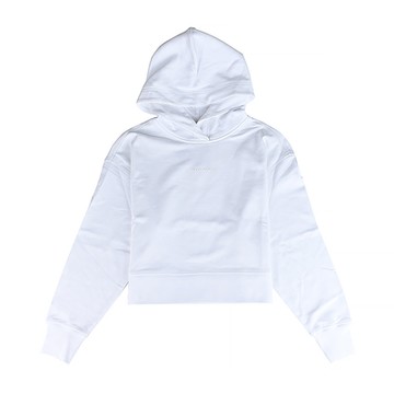 CANADA GOOSE Muskoka橡膠字母logo落肩長袖純棉連帽T恤(白/女款)