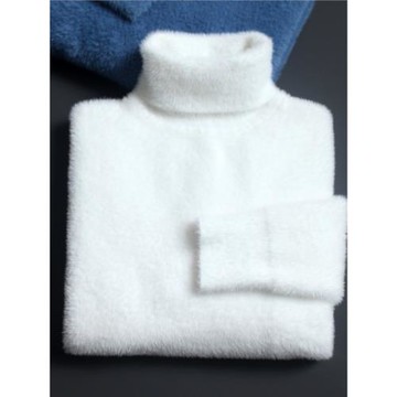 冬款高領毛毛衣男士水貂絨毛線針織衫純色潮打底衫男冬季保暖衣服