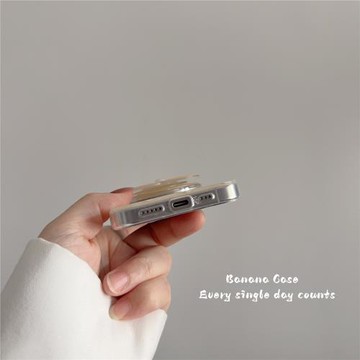 韓國ins小清新法式淡黃白色波點磁吸殼適用iphone16promax花朵珍珠支架15pro蘋果17promax小眾14防摔保護套13