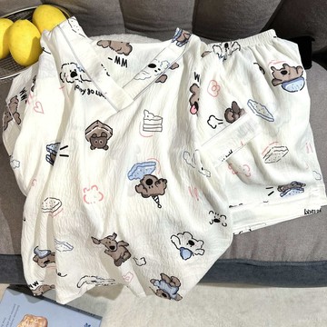 【全店免運 臺灣發貨】睡衣女夏季雲朵棉短袖短褲2025新款少女V領夏天可外穿家居服套裝透氣 舒適 性價比高 優惠