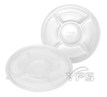 C4-5五格宴會盤(白)(底PS/蓋PET) (小菜盒/水果盒/冷盤/滷味拼盤/前菜盤/壽司/五格塑膠盒)【裕發興包裝】JS2227