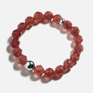 星鑽草莓晶925銀手鍊  招桃花手鍊