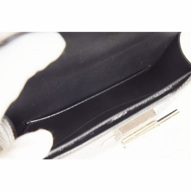 エルメス ヴェルー チェーンミニ 黒 クロコダイル S金具 A刻印  