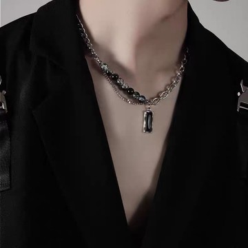 免運🔮項鍊男潮輕奢小衆鈦鋼配飾珍珠男士吊墜高街男生痞帥潮牌鎖骨鏈子嘻哈項鍊 鋼鍊 項鍊 項鏈 單鍊 裸鍊 項鍊男 項鏈