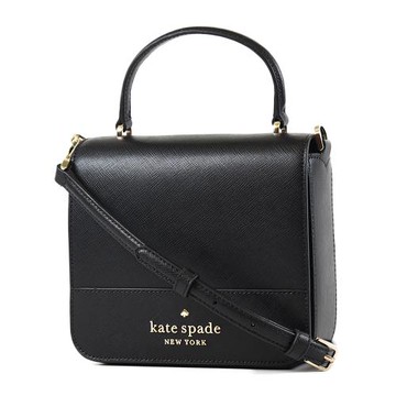KATE SPADE 防刮十字紋翻蓋手提/斜背二用方包-黑色/特