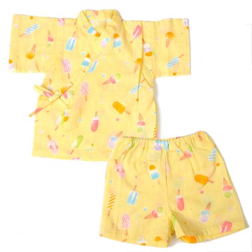 akachan honpo - 兩件式甚平-冰品-黃色