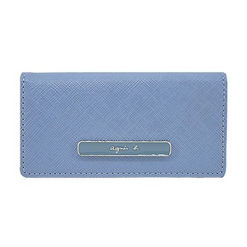 agnes b.長鐡牌雙色防刮鎖包-粉藍