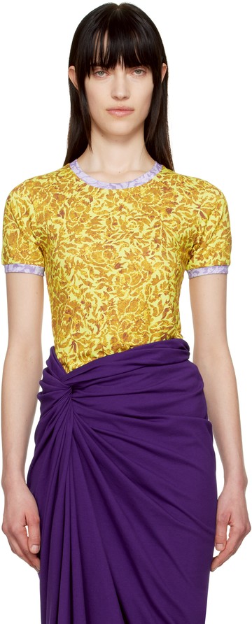 Dries Van Noten 黄色 Printed Contrast T 恤