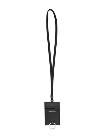 Maison Margiela - logo-print leather cardholder - unisex - Brass/Calf Leather/Polyester/Viscose - One Size - Black