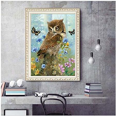 New 5D Diamond Painting Kits for Adults Kids, Awesocrafts Cute Owl Butterfly Blue Flowers Full Drill DIY Diamond Art Embroidery Paint by Numbers with