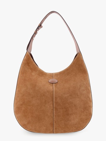 Suede and leather shoulder bag with frontal logo patch - TOD'S - gender_Woman