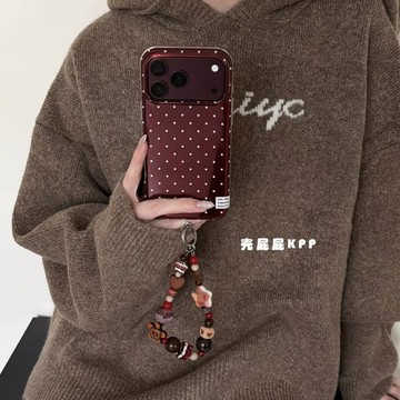 氣質高級感深櫻桃酒紅波鏈條適用iPhone18promax蘋果17手機殼16硬