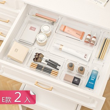 【荷生活】高透PET材質抽屜分類敞口收納盒 波點防滑文具化妝品置物盒-E款2入組