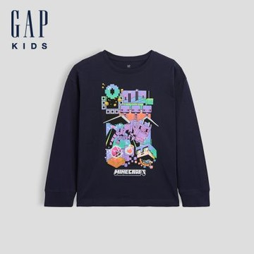【GAP】GapKids × Minecraft當個創世神圖案T恤-海軍藍(915882)