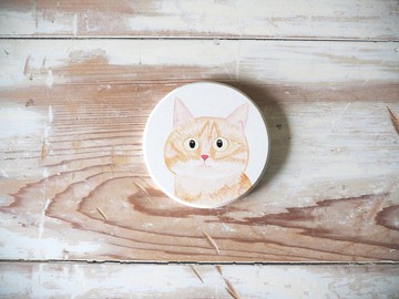 珪藻土杯墊/皂墊/肥皂墊/貓/橘貓/手繪/婚禮小物/結婚/新婚禮物