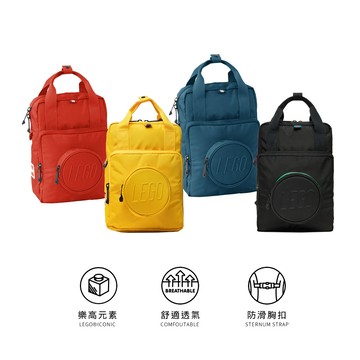 【LEGO 樂高】樂高積木後背包 1x1 紅/黃/藍