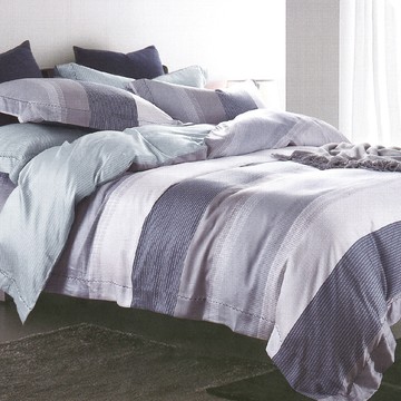 Prawear 巴麗維亞 40支100萊賽爾天絲兩用被床包組 - 雙人5尺 優質舒適 AB版花設計  雙人  海風吹過的夏 灰色