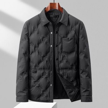 【米蘭精品】現貨+預購 頂級真羽絨外套90%鴨絨羽絨衣秋冬外套上衣大碼休閒男裝-輕薄時髦襯衫款2色74mt89