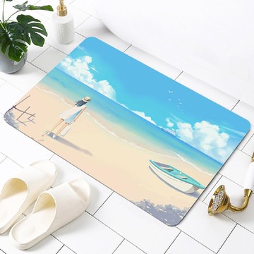 【帕斯特地墊】雙層超吸水浴室防滑地墊 居家浴室 快速吸水 速乾防滑 腳踏墊 海悠悠 40*60cm(地墊)