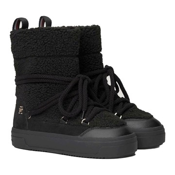 TOMMY HILFIGER REAL SHEARLING SNOWBOOT 黑色女款鞋子